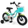 thumbnail image 1 of Costway Vélo pour Enfants 12 Pouces avec Roues Stabilisatrices, Panier, Freins à Main et à Rétropédalage, Selle Réglable Vert, 1 of 9