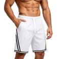 thumbnail image 6 of Men Shorts Athletic Men's Basketball Shorts Summer Thin Breathable Loose Sports Pants -Dry Casual Solid Color Shorts White Xxxl, 6 of 6