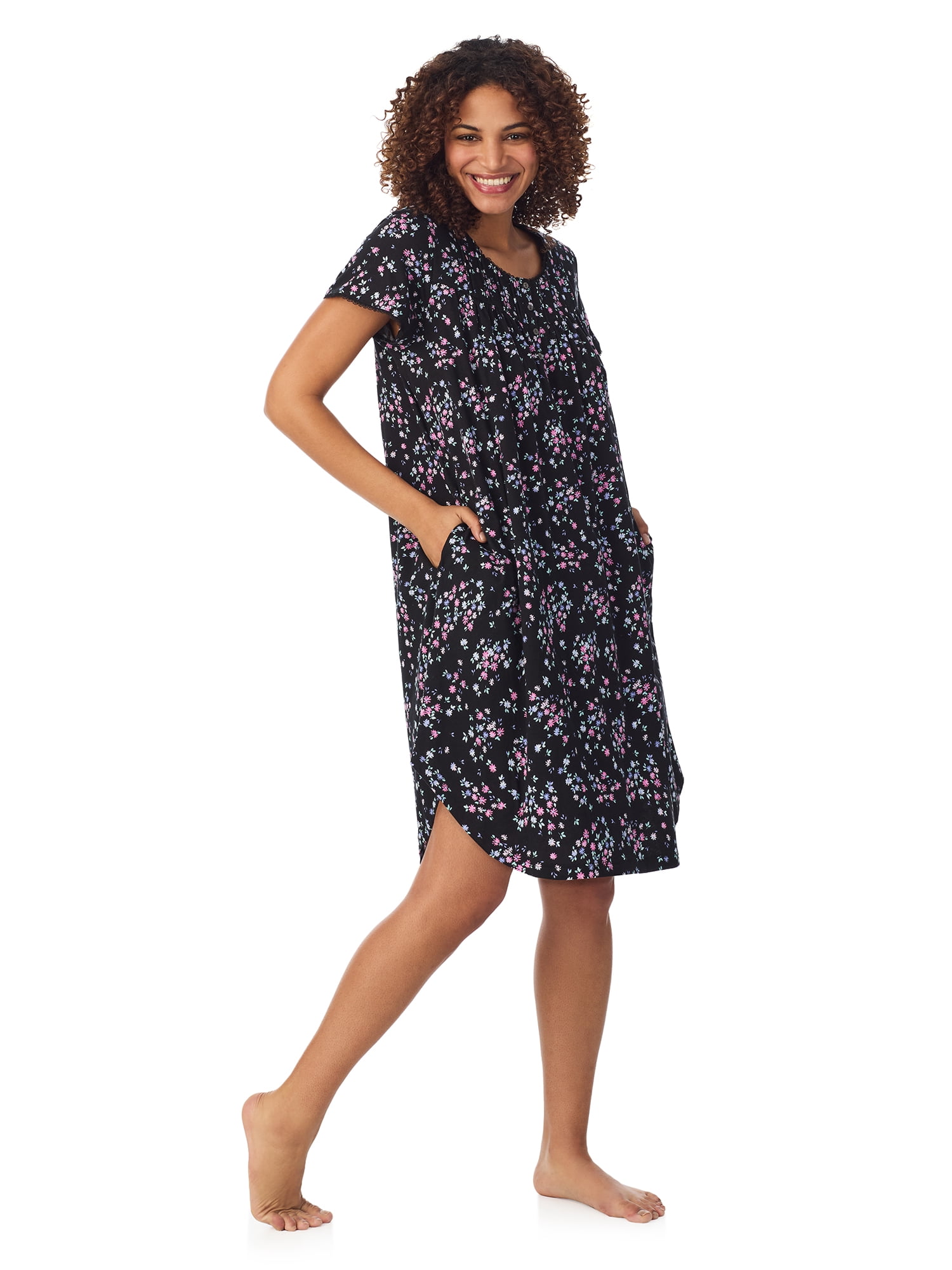Aria 100% Cotton Short Sleeve Scoop Neck Nightgown with Pockets, Women’s sizes S-5X
