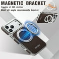 thumbnail image 5 of for iPhone 14 Pro Max Magnetic Case with 360 Rotating Ring Kickstand & Wireless Charging Support, Compatible with MagSafe, Lychee Texture PU Leather Metal Fashion Protective Phone Case, Brown, 5 of 10