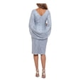 thumbnail image 2 of BETSY & ADAM Womens Gray Stretch Zippered Sequined Drape-back Embroidered Floral Boat Neck Below The Knee Evening Sheath Dress 16, 2 of 4