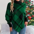 thumbnail image 2 of ChaoHeng Womens Christmas Color Blocking Checkered High Neck Long Sleeved Hooded Sweater Tops Clearance New Trendy(Green,M), 2 of 8