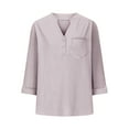 thumbnail image 6 of ITSAME Women's Plus Size Blouse, Loose Fit Button V Neck Short Sleeve Summer 2025 Casual Dressy Tops Pink 5XL, 6 of 7