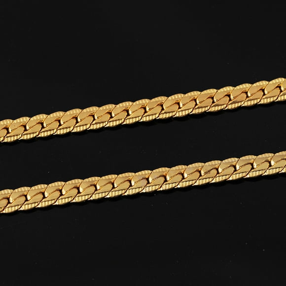 SIfdSeng Men Women Fashion Filled Curb Cuban Link Gold Necklace Jewelry Chain