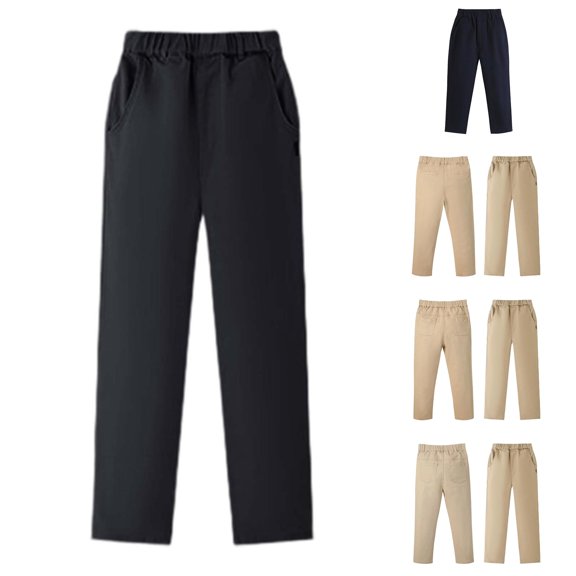 QWERTY Boys Khaki Elastic Waist Dress Pants Back to School School Uniform Stretch Trousers Size xl