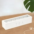 thumbnail image 3 of yuksok Rectangular Wooden Tea Box with Lid Stackable Tea Bag Holder Kitchen Organiser Cha Tea Box 6 Compartment Tea Bag Box for Creamers Sugar White, 3 of 8