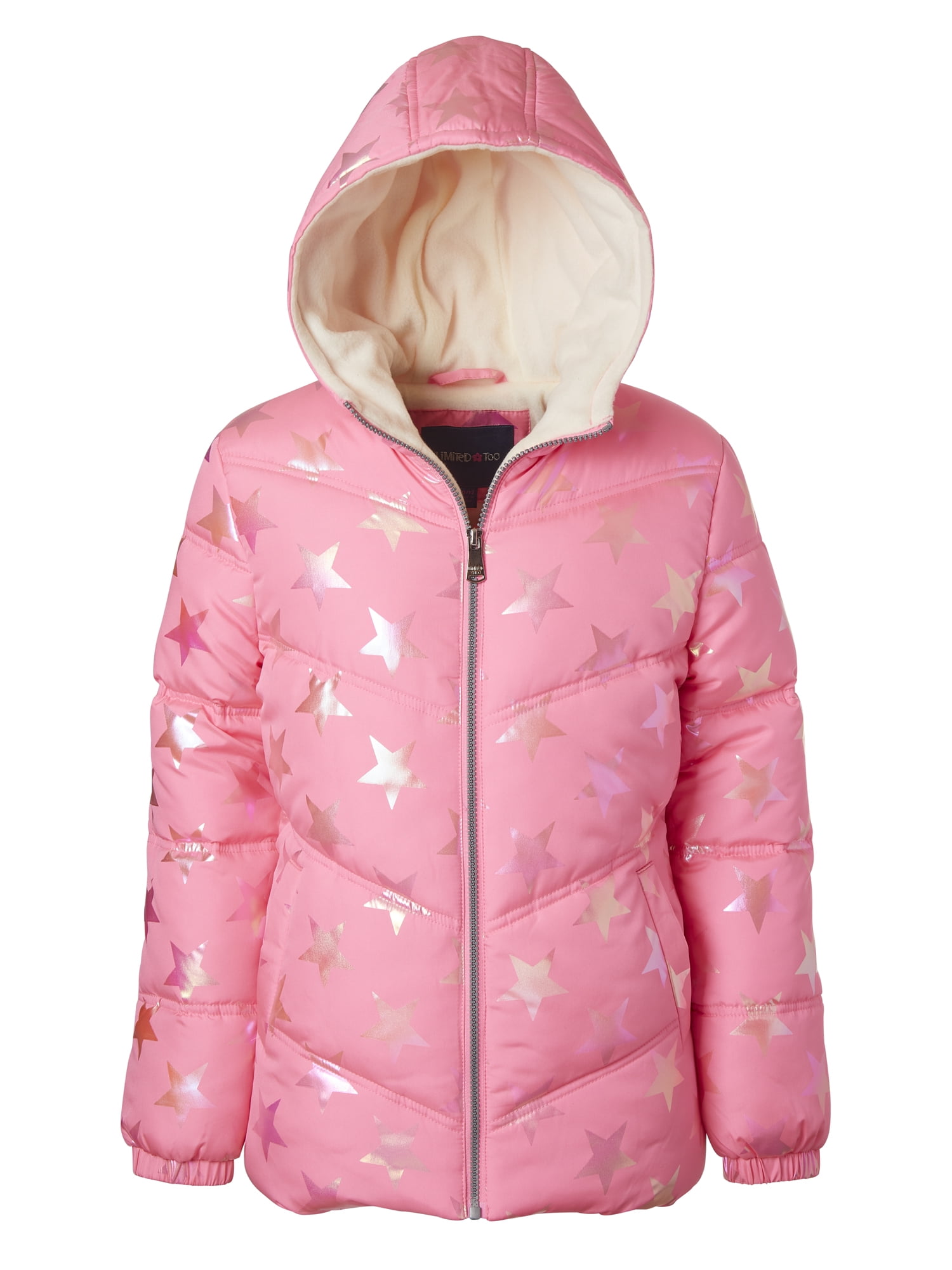 Limited Too Girls Hooded Foil Star Winter Puffer Coat, Sizes 416