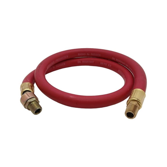 Interstate Pneumatics HA44-03EBS Red Rubber Hose 1/4 Inch x 3 feet 300 PSI 4:1 Safety Factor