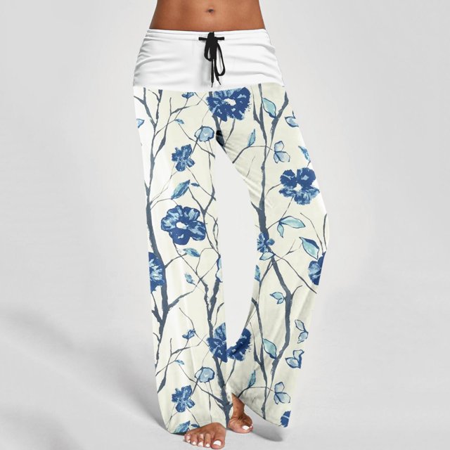 WILLBEST Pantalones Casuales de Cintura Alta Para Mujer Con Bolsillos, Cintura Elástica, Corte Holgado, Estampados, Largos, Cómodos y Elásticos. Extra Grande