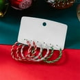thumbnail image 5 of 3 Pairs Red Green Twisted Big Hoop Earrings Set for Women Silver Plated Geometric Round Hoops Drop Dangle Statement Earring Lightweight Click Top Christmas Xmas Party Jewelry, 5 of 6