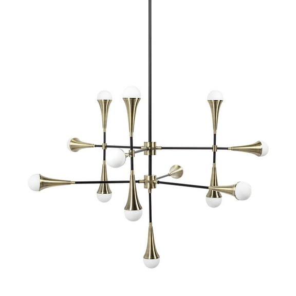 Mercana Decarlo II Metal Multi-Arm 13 Light Chandelier in Black and Gold
