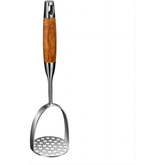 SILOON 13.5" Stainless Steel Potato Masher with Wooden Handle - Heavy Duty Metal Masher for Mashed Potatoes, Avocado, Beans & Sweet Potato - Commercial & Home Kitchen Utensil (Dishwasher Safe)
