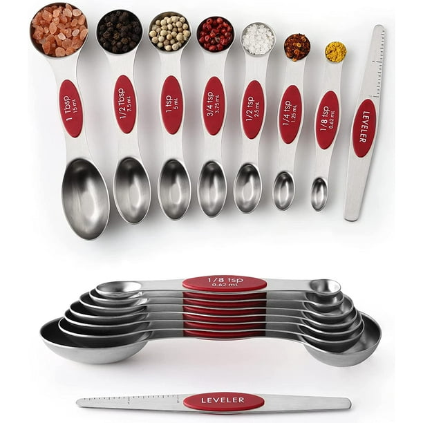 Measuring Spoons Set, Dual Sided, Stainless Steel, Fits in