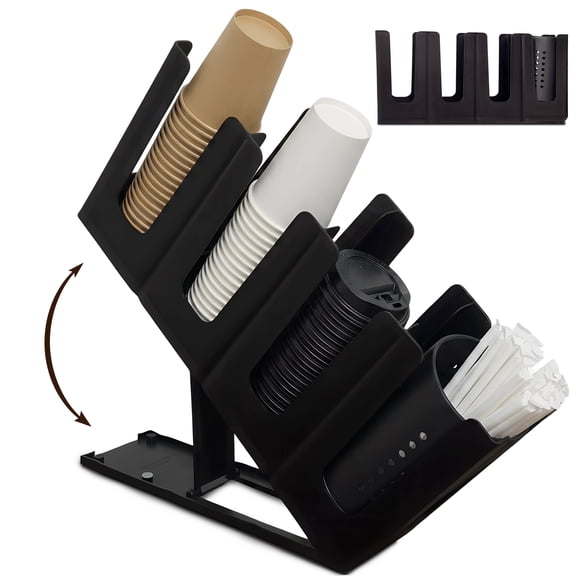 AVRAIZA Coffee Station Organizer for Cups, Lids & Straws with Anti-Slip Pads, Countertop Disposable Cup Holder for Office, Cafe & Kitchen