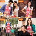 thumbnail image 4 of Red Mushroom Pattern Pink Pattern Apron-Garden Aprons for Women with Pockets-Cotton Linen Waterproof Kitchen Cooking Gardening Aprons Adjustable for Kitchen,Cooking,BBQ and Salon 33x27 Inch, 4 of 7