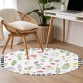 thumbnail image 4 of Round Rugs 4Ft, Spring Floral Round Area Rug Washable Indoor Throw Carpet, Pink Flowers Black White Plaid Pastoral Soft Non Slip Circle Rug for Kitchen Nursery Room Home Decor Aesthetic, 4 of 8