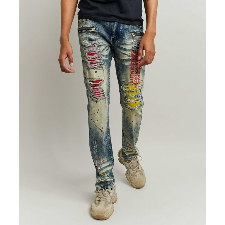 Paint Splatter Denim Jeans - Black 