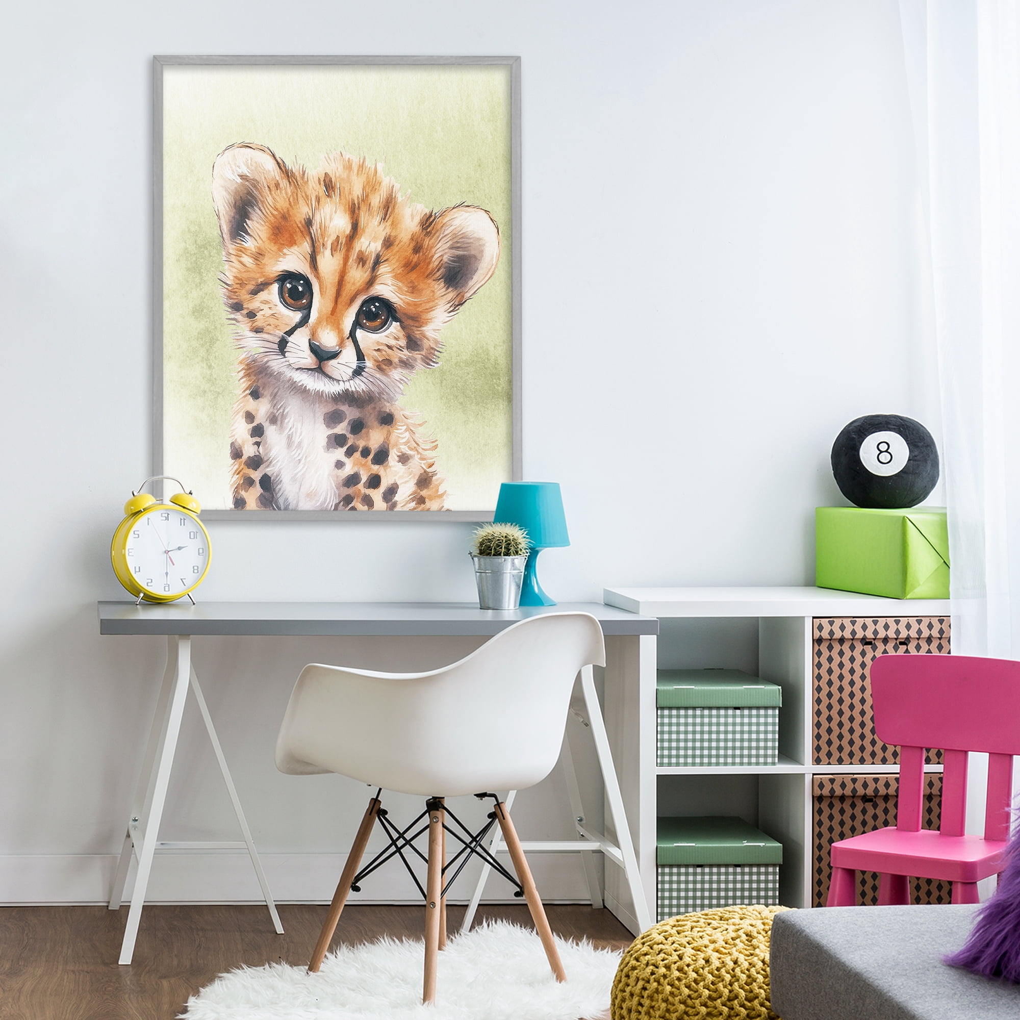 Stupell Industries Jungle Friends Baby Cheetah Gray Framed Giclee Art, design by Christine Simpson Art
