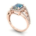 thumbnail image 2 of 1.935 ctw Solitaire with Zirconia Diamond Accents Anniversary Ring for Women | Emerald Cut Blue Moissanite | Hyperallergenic Solid 14K Rose Gold, 2 of 5