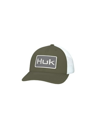 HUK Men's Mesh Trucker Snapback Anti-Glare Fishing Hat, Ocean Palm -  Volcanic Ash