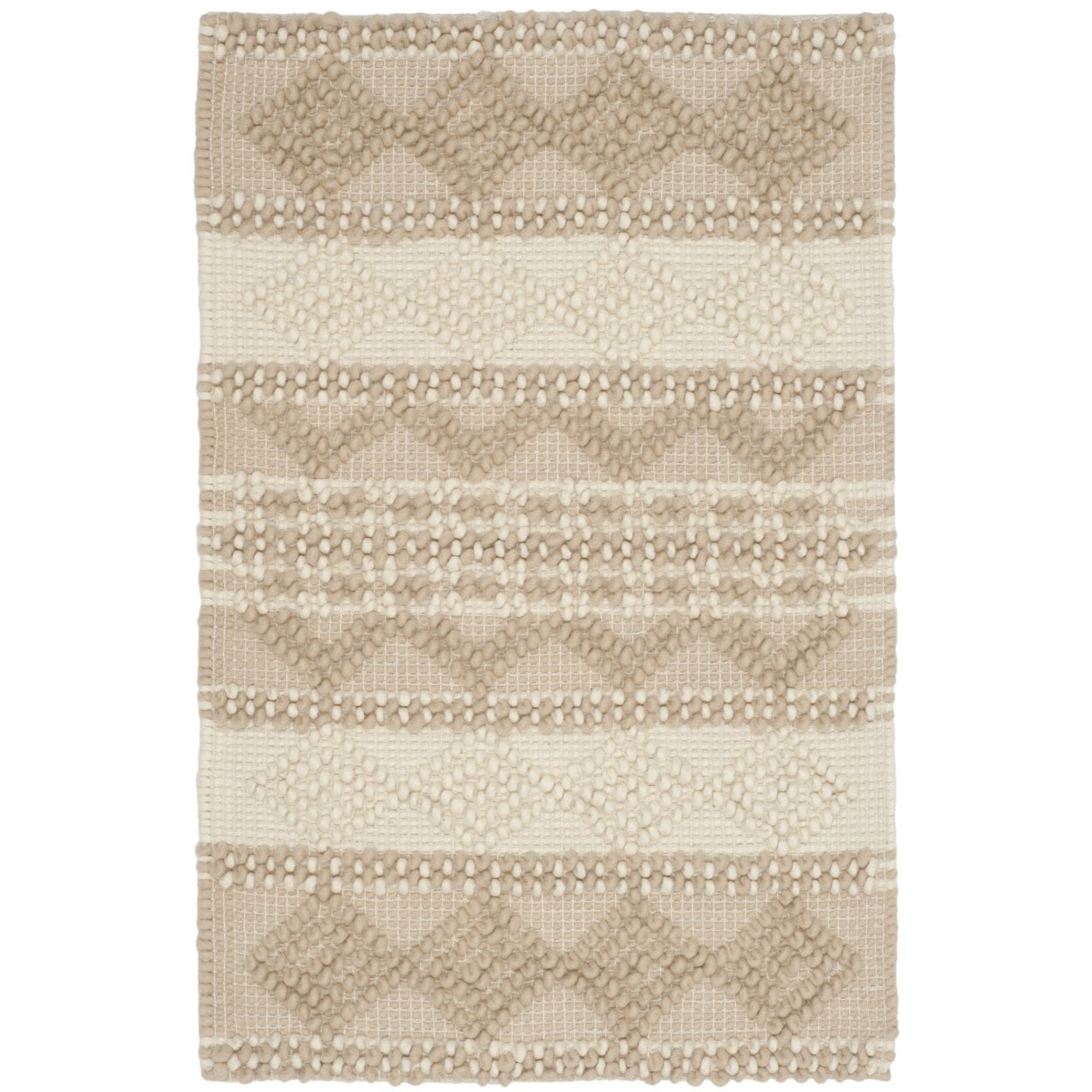 SAFAVIEH Natura Carly Geometric Braided Wool Runner Rug, Beige/Ivory, 2'3" x 14'