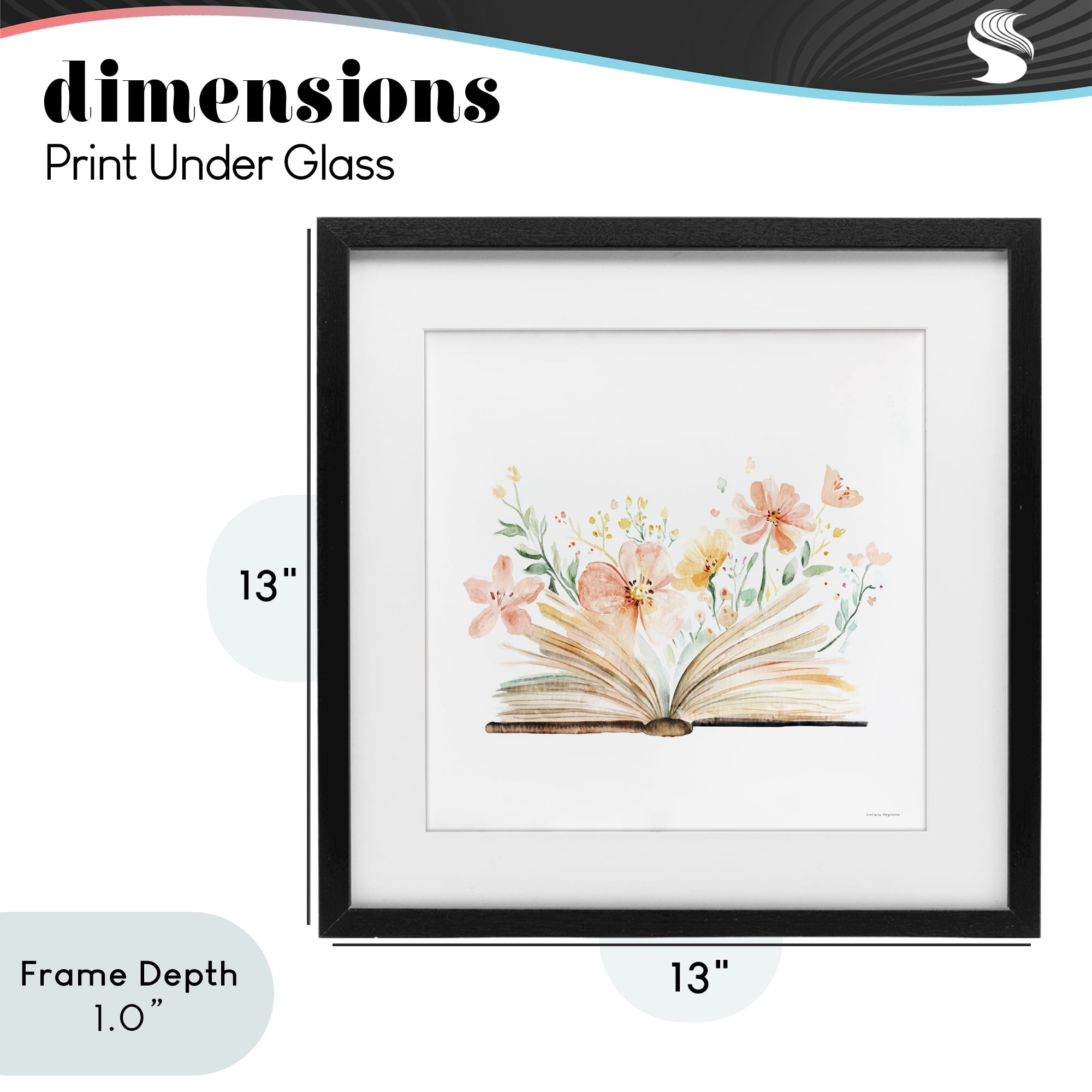 Stupell Industries Floral Flourishing Words Black Framed Print Under Glass, design by Svetlana Aleynikova