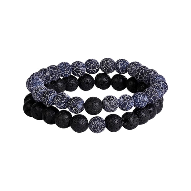 Pulsera elástica de piedra de ojo de joyería con piedra negra esmerilada Pulsera de piedra de pareja Pulsera de pareja