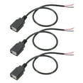 thumbnail image 1 of Uxcell 1Ft USB 2.0 hembra a cable pigtail de alambre desnudo de 2 pines, 3 piezas de extensiones de cables de 22AWG, negro, 1 of 5