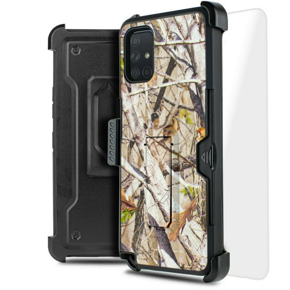 for Samsung Galaxy A72 5G Card Slot Magnetic Case Heavy Duty Shock Absorption Kickstand Armor Case with Belt Swivel Clip Holster Cover with Tempered Glass