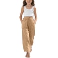 thumbnail image 2 of Bovxnpu Girls Cotton Casual Pants Linen Cotton Girls Shorts Casual with Pockets Drawstring Waist Pants, 2 of 5