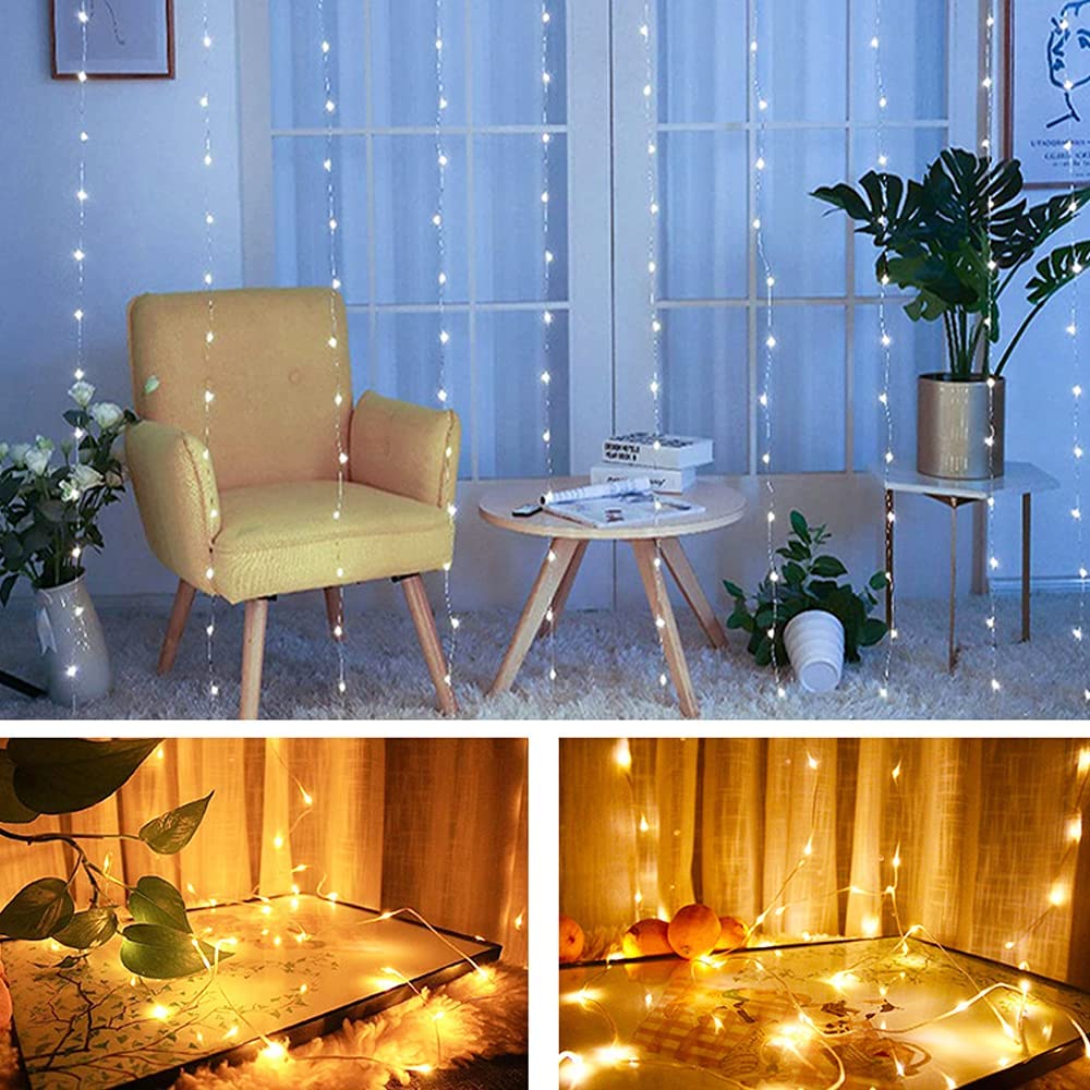 LED Curtain String Lights, 9.8 x 9.8 ft, with Remote, 3 Colors