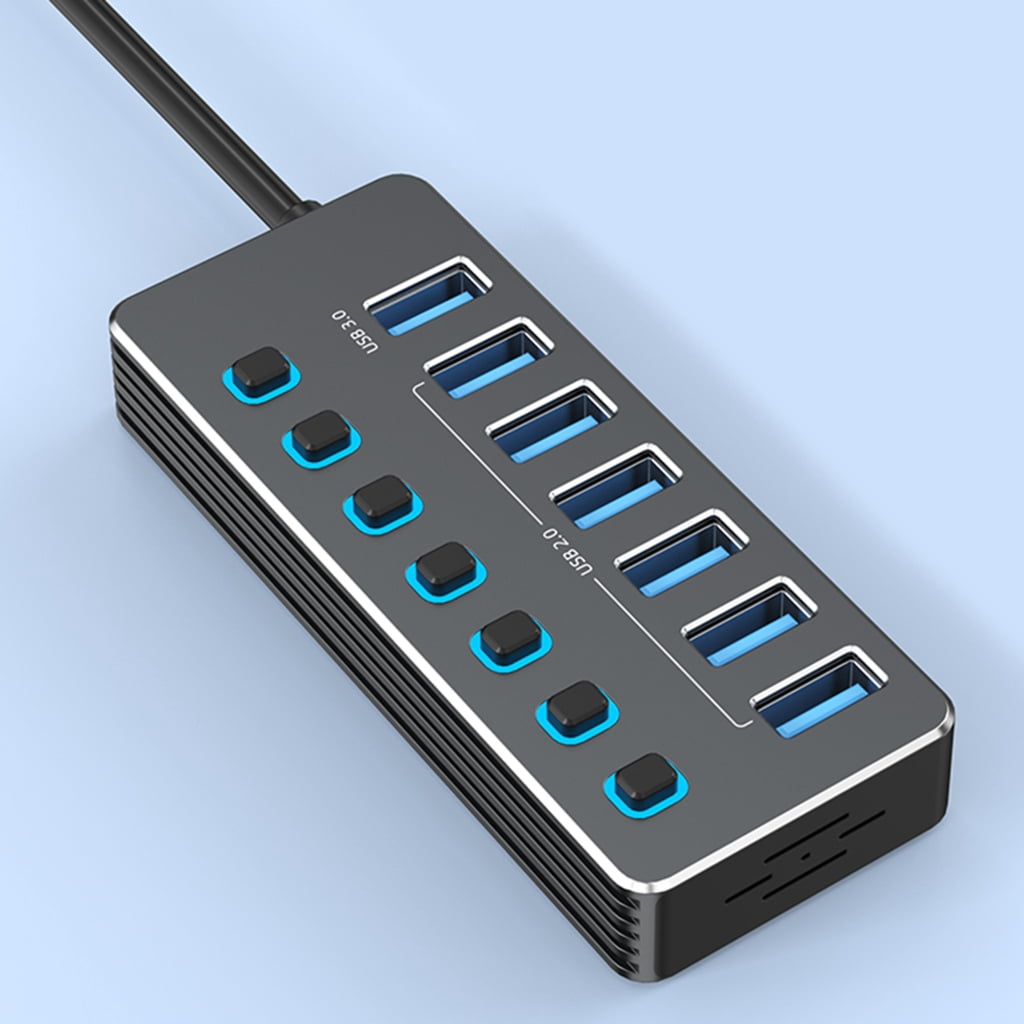 Aluminum Body Multiport USB Hubs Individual Power Controls LED Status Lights and Fast Speed for Multiple Devices