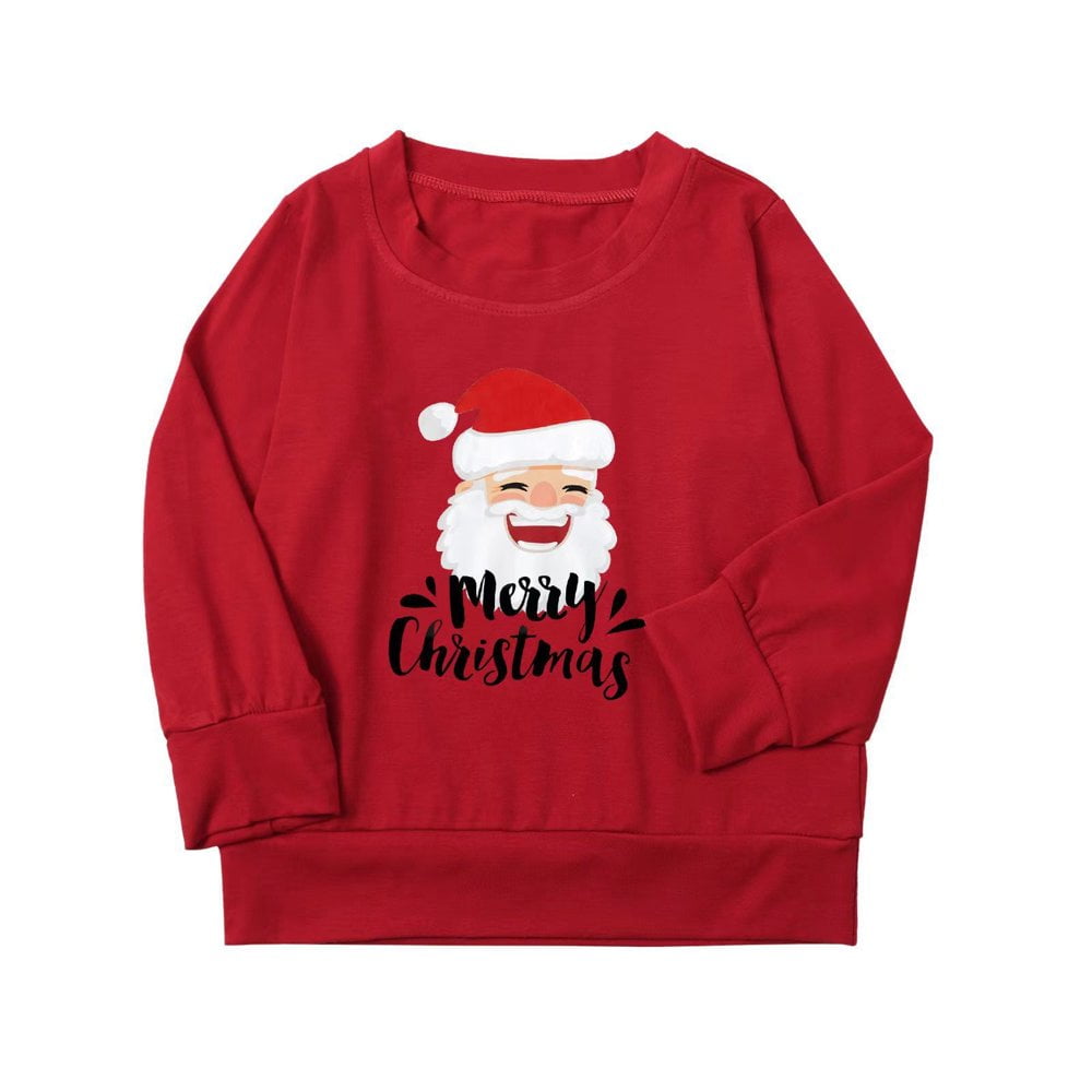 T-shirt à Manches Longues Col Imprimé Père Noël Assorti pour