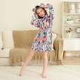 thumbnail image 3 of FORMRS Niños Bathrobe Unisex Hooded Robe Soft Plush Pajamas Sleepwear, Size 4-6T, Blue Colorful Circles, 3 of 7