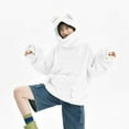 thumbnail image 6 of Miluxas Frog Hoodie Teen Girls Cute Oversized Hoodies Women Sweatshirt Solid Casual Pullover Tops with Pocket White XL(XL), 6 of 9