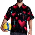 thumbnail image 4 of Valentine's Day Love ECG Men's Short Sleeve Casual Printed Button Down Beach Shirts Hawaiian Style Unisex Summer Shirt, 4 of 6