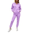 thumbnail image 3 of Women 2 Piece Fleece Tracksuit Zip Up Long Sleeve Hoodies Elastic Waist Joggers Fall Athletic Running Casual Outfits S-3XL, 3 of 7