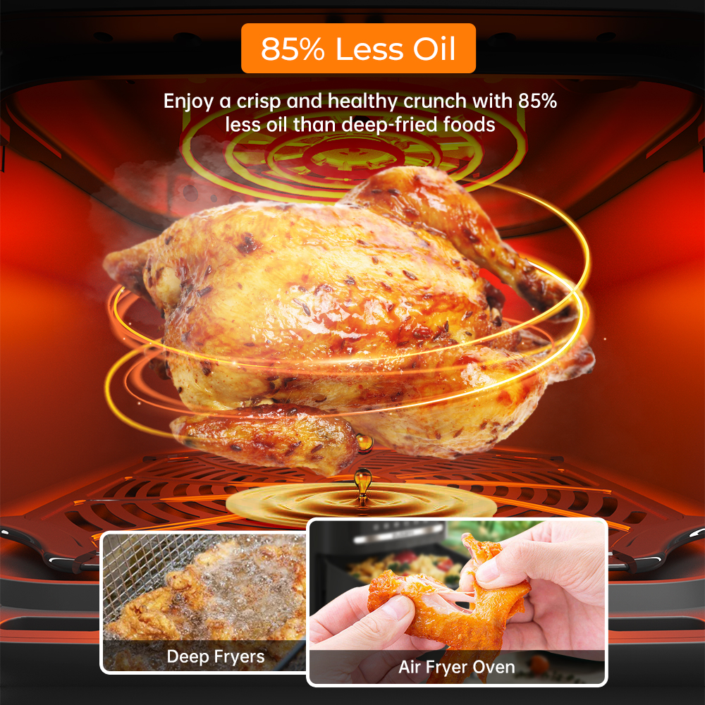 Air Fryer, ZUSBYI 6.5QT Air Fryer Oven With Smart Coloful Screen, 10 in 1 Customizable Functions, 1-Touch Digital Display Large Air fryer, Shake Reminder, Up to 450°F, Nonstick Dishwasher-Safe Basket