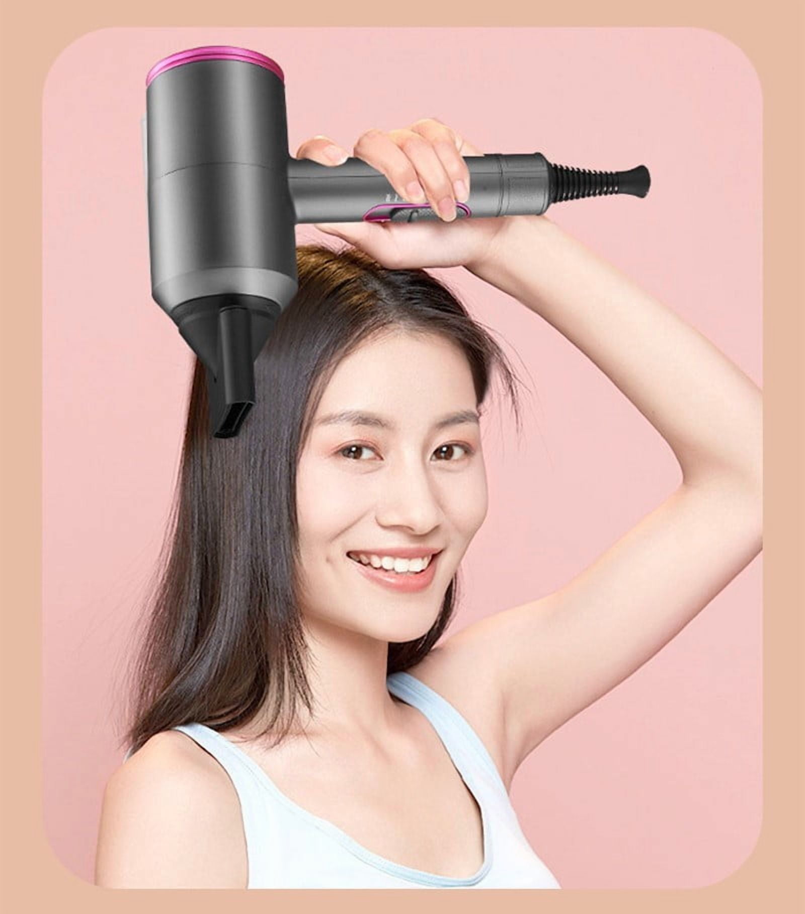 Hair Dryer Portable Electric Blow Dryer Professional Ionic HairDryer Low Noise with 2 Concentrator Nozzle 1 Diffuser Attachments,Travel Hair Dryer, Lightweight Travel (Gray/Rose Red)