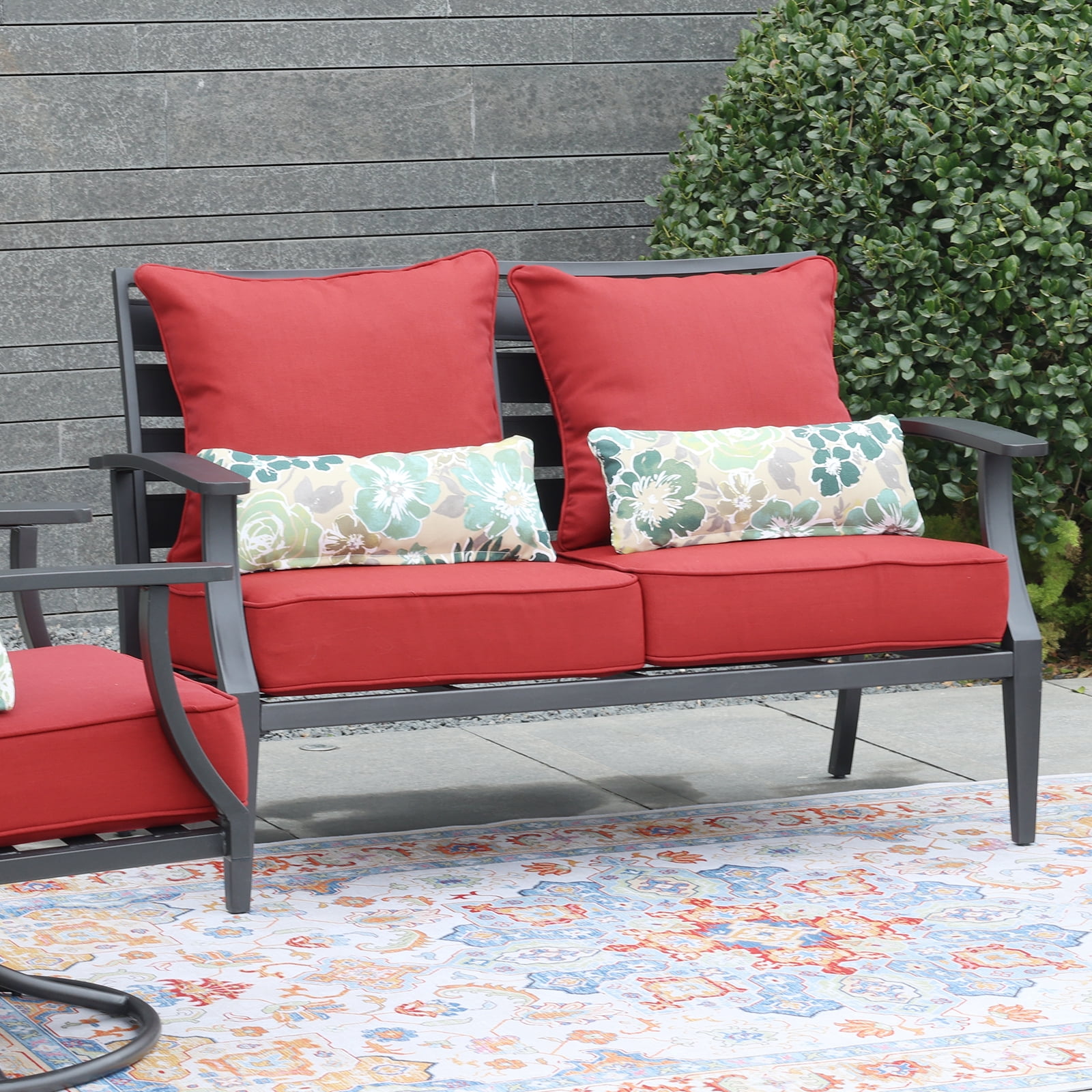 BPS 24x24x5 inch Outdoor Deep Seat Cushion, Water-Resistant Patio Furniture Cushions for Outdoor Chairs, Sofa, Couch, 2-Piece, Red