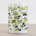 thumbnail image 2 of Botanical Ceramic Toothbrush Holder, Demonstration of Fresh Olive Branches in Abstract Concept, Decorative Versatile Countertop for Bathroom, 4.5" X 2.7", Green White and Charcoal Grey, 2 of 4