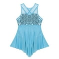 thumbnail image 2 of Eandarui Big Girls Sequins Lyrical Dance Dress Sleeveless Tank Leotard Hi-Lo Skirts Ballet Dancewear Light Blue 12, 2 of 7
