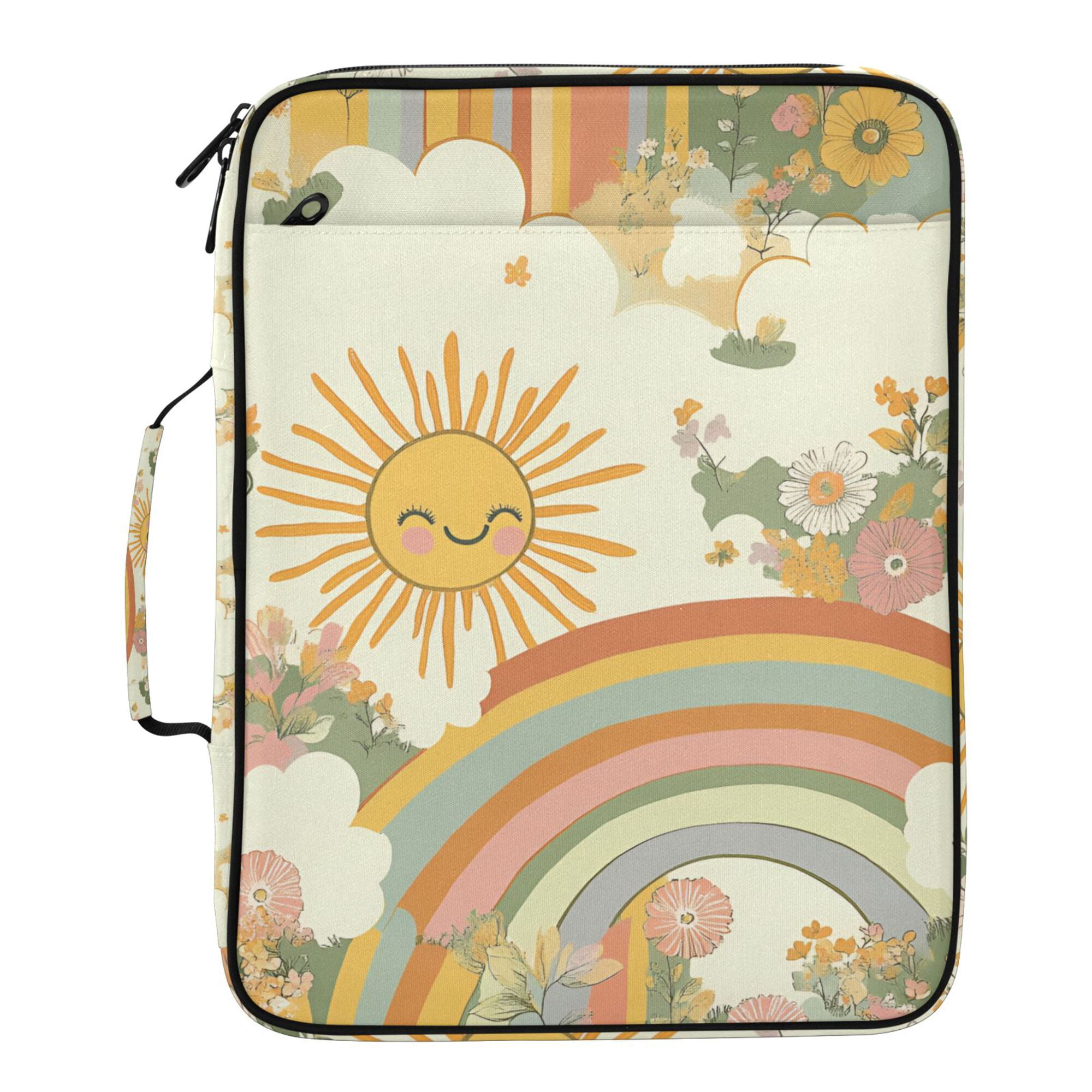 FORMRS Accordion File Folder A4 Size 7-Pocket Expanding Document Organizer Bag with 3 Ring Binder, Beige Clouds