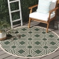 thumbnail image 2 of Safavieh Courtyard Brooklyn Geometric Indoor/Outdoor Area Rug, Dark Green/Beige, 5'3" x 5'3" Round, 2 of 10