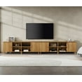 thumbnail image 2 of 2-in-1 TV Stand Cabinets for 100+ Inches TVs, Modern Farmhouse Wood Entertainment Center with Door, Oak Brown, 2 of 6