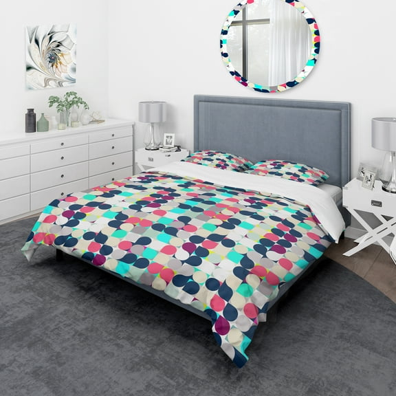 Designart 'Mosaic retro colourful circles' Vintage Duvet Cover Set