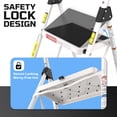 thumbnail image 4 of ASoopher Folding 2 Step Ladder, Heavy Sturdy Steel Portable 2 Step Stool with Handrail, Safe-Lock Design, For Kitchen, Garage & Outdoor Use, White, 4 of 8