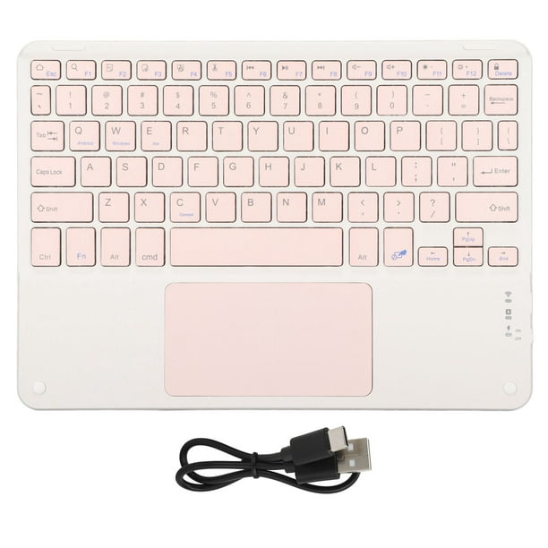 Teclado inalámbrico rosa con panel táctil - Tecla cuadrada de bajo ruido - 10 pulgadas - Multifuncional para teléfonos y computadoras portátiles