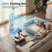 Advwin 35 Bladeless Tower Fan with Remote, 26ft/s Standing Floor Fan, 90° Oscillation, 24 Speeds, 12H Timer, Quiet Cooling Air Circulator for Bedroom, White+Silver