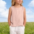 thumbnail image 2 of Aihuaihua Dressy Tank Tops for Girl Linen Gauze Shirts Sleeveless Crewneck Summer Beach Tunic Top Loose Fit Lightweight Casual Blouses Light Pink 13-14 Years, 2 of 7